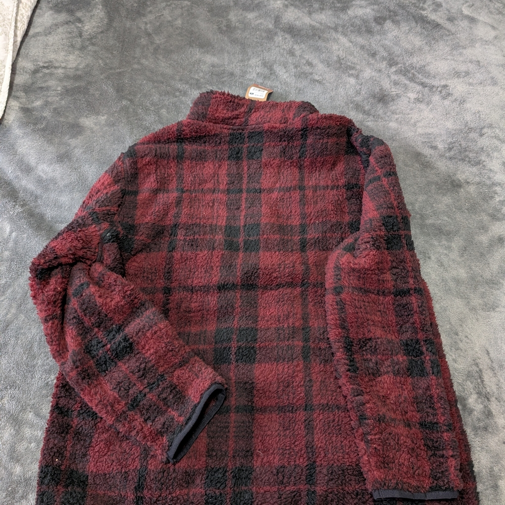 Eddie Bauer Burgundy and Black Fleece Jacket - Picture 4 of 4